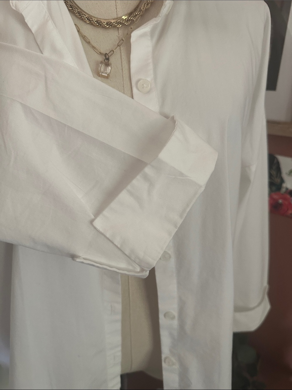 J. Jill White Shirt Collection Button-Front rolled cuffs oversized XL shirt - Picture 3 of 12